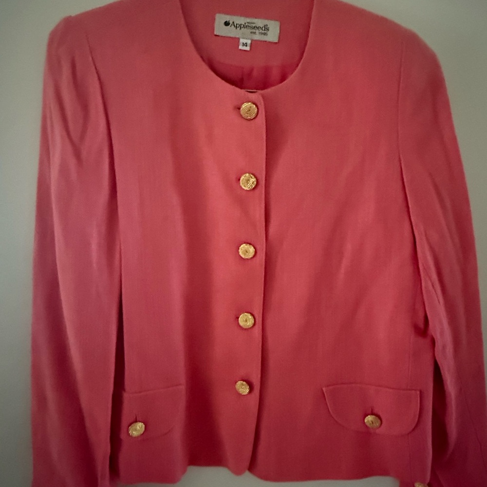 Appleseed's Coral Blazer with Gold Buttons